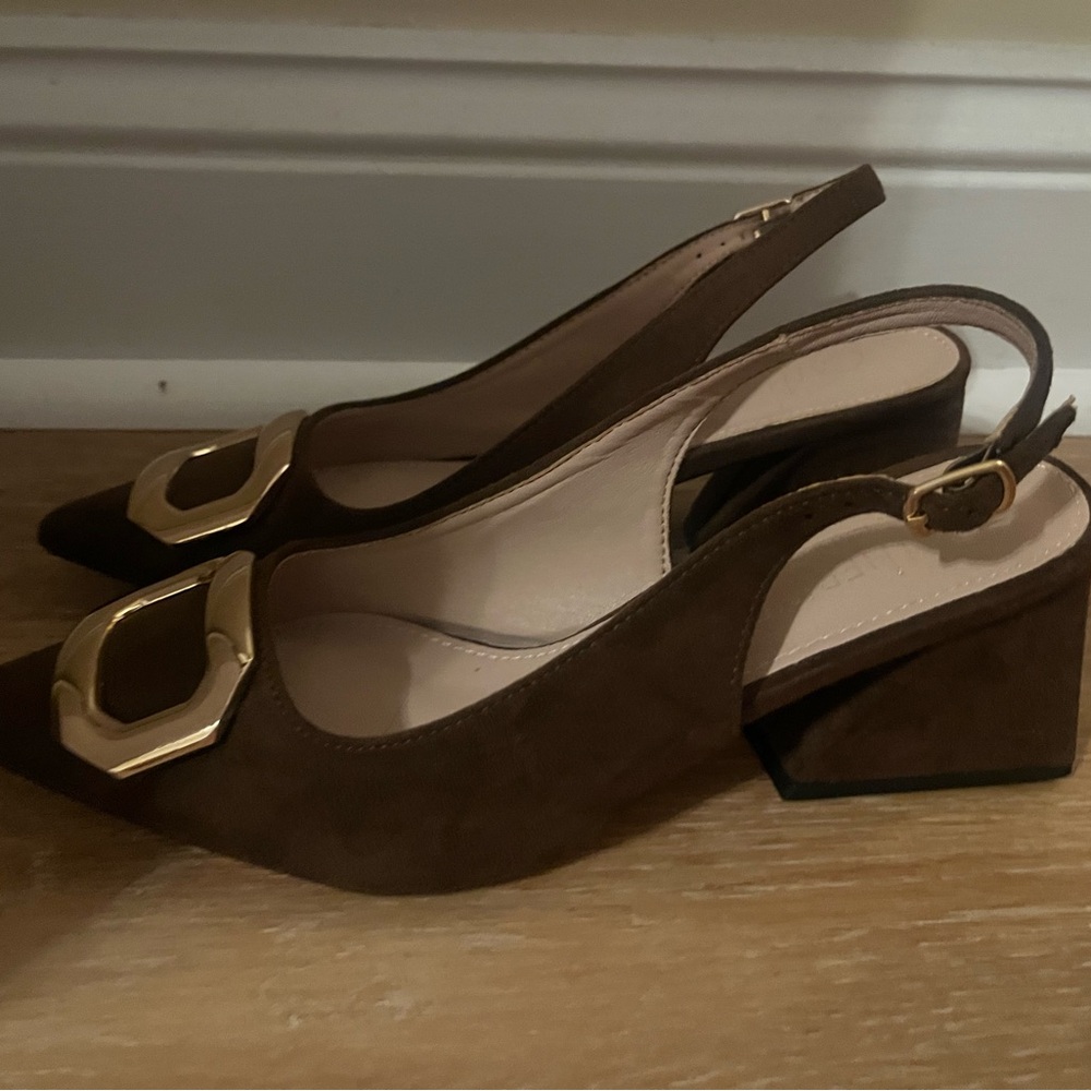 Elegant Brown Suede Slingback Heels